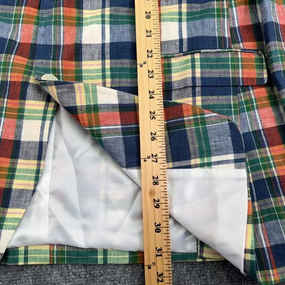 Tommy Hilfiger Blazer Mens 42L Colorful Plaid Ethan 100% Linen Jacket $295 MSRP